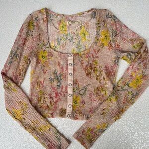 We The Free Floral Mesh Crop Top